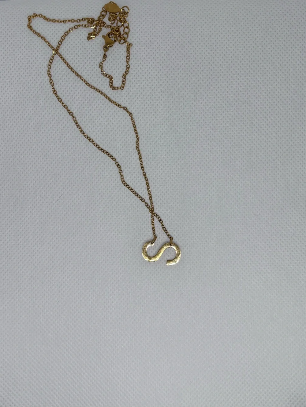 Gold Initial Necklace - Letter S Pendant with Crystal Accents